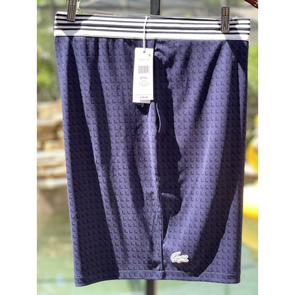 Lacoste Men's Sport Jacquard Knit Tennis Shorts 4XL, Blue, 9" Inseam